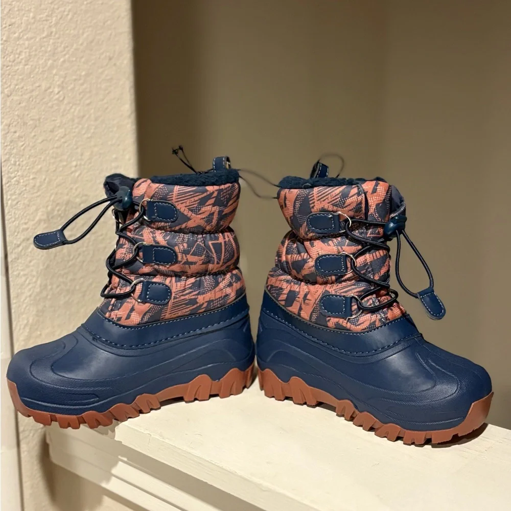 NWT Member's Mark Kids' Snow Rain Winter Boots -10 Cold Rating Blue/Orange 11/12